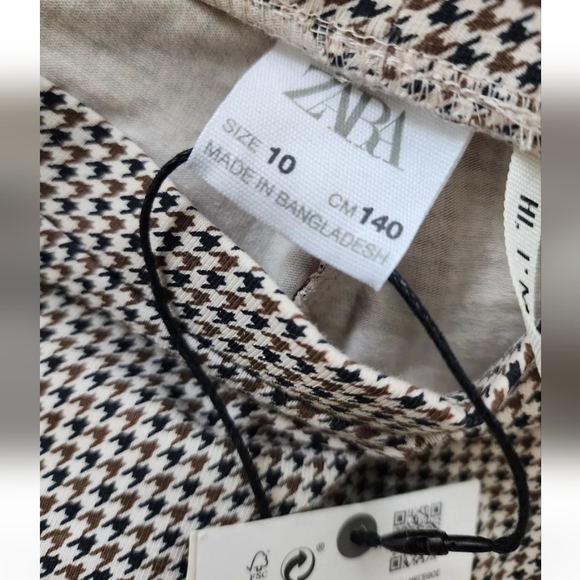 ZARA BROWN HERRINGBONE GIRLS COTTON LEGGINGS 10Y 10T NWT - Picture 5 of 6